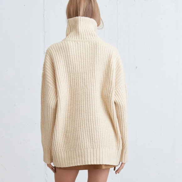 NWT Oak + Fort Chunky Turtleneck Sweater Oatmeal XXS/XS - Picture 2 of 16